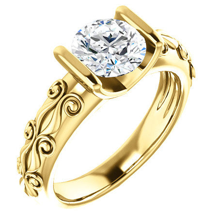 Round Modern Scroll Engagement Ring