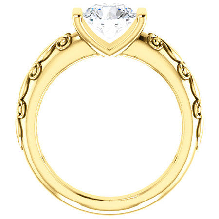 Round Modern Scroll Engagement Ring