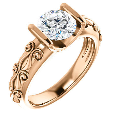 Round Modern Scroll Engagement Ring