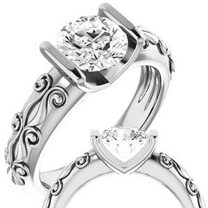 Round Modern Scroll Engagement Ring