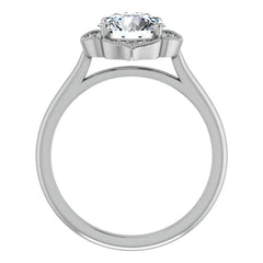 Round Petite Halo Floral Moissanite Engagement Ring