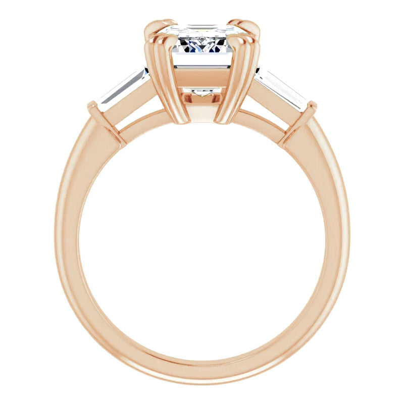 Emerald / Radiant & Baguette Moissanite Engagement Ring