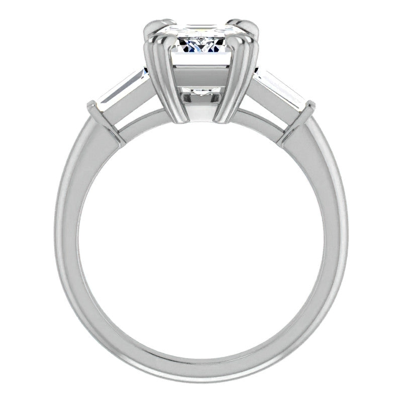 Emerald / Radiant & Baguette Moissanite Engagement Ring