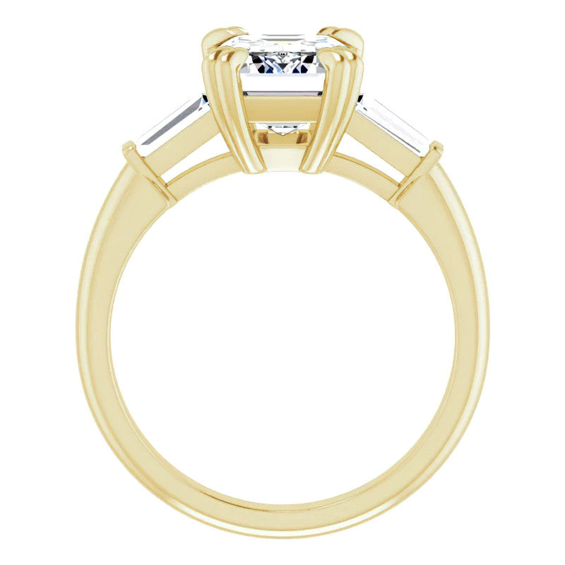 Emerald / Radiant & Baguette Moissanite Engagement Ring