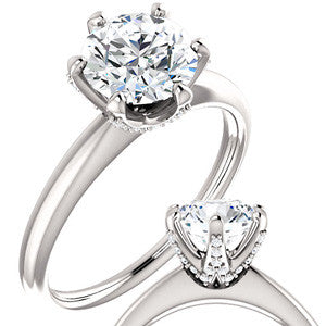 Round Accented Moissanite Engagement Ring