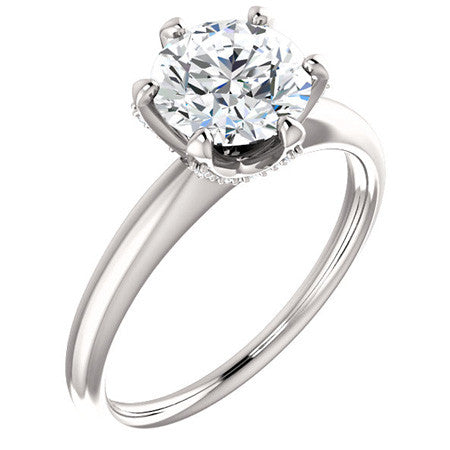 Round Accented Moissanite Engagement Ring
