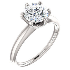 Round Accented Moissanite Engagement Ring