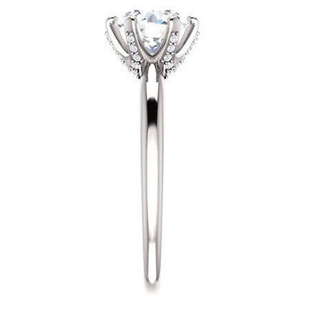 Round Accented Moissanite Engagement Ring
