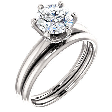 Round Accented Moissanite Engagement Ring