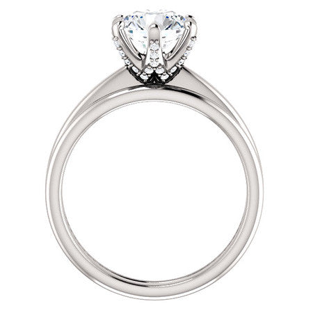 Round Accented Moissanite Engagement Ring
