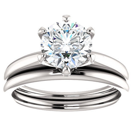 Round Accented Moissanite Engagement Ring