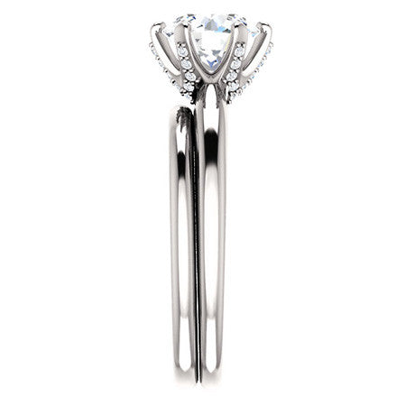 Round Accented Moissanite Engagement Ring