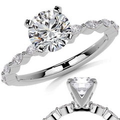 3x1.5mm Single Prong Marquise Moissanite Engagement Ring