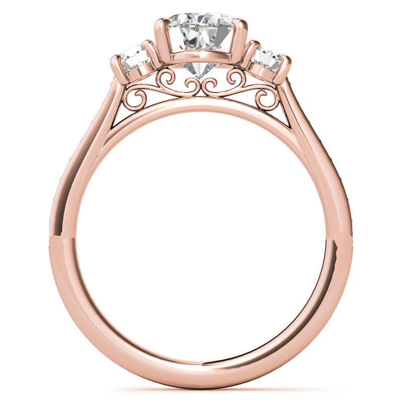 Pear Three-Stone Moissanite Cathedral Engagement Ring