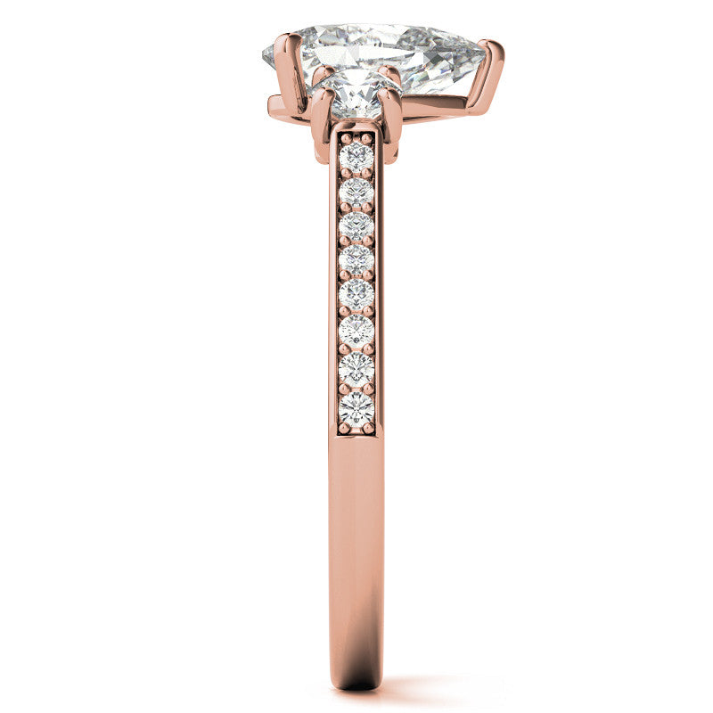 Pear Three-Stone Moissanite Cathedral Engagement Ring