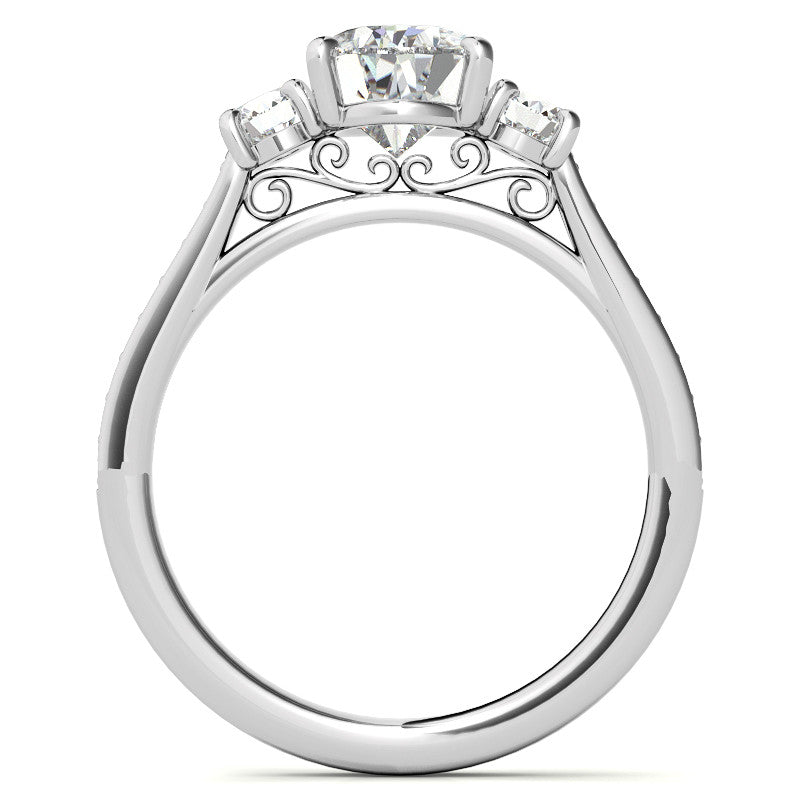 Pear Three-Stone Moissanite Cathedral Engagement Ring