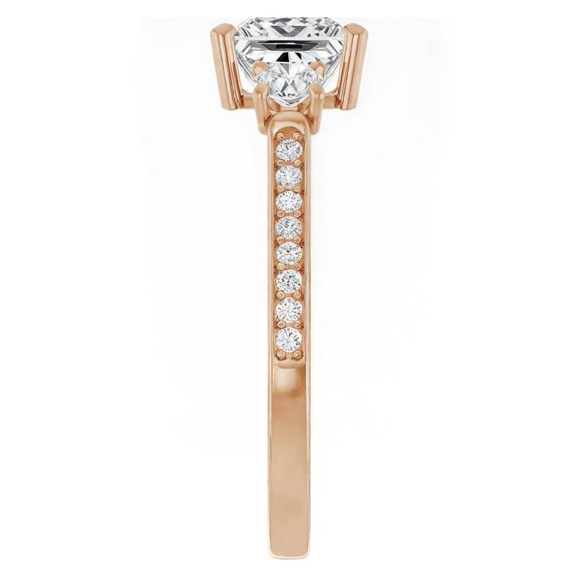 Three-Stone Moissanite Cathedral Engagement Ring