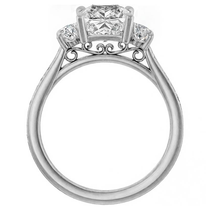 Three-Stone Moissanite Cathedral Engagement Ring