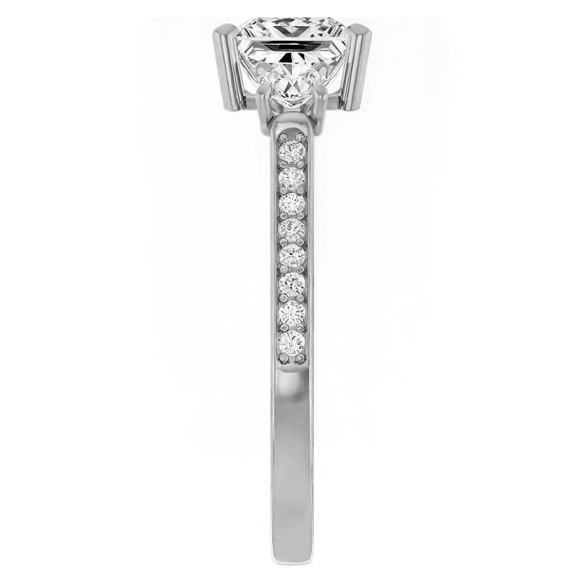 Three-Stone Moissanite Cathedral Engagement Ring