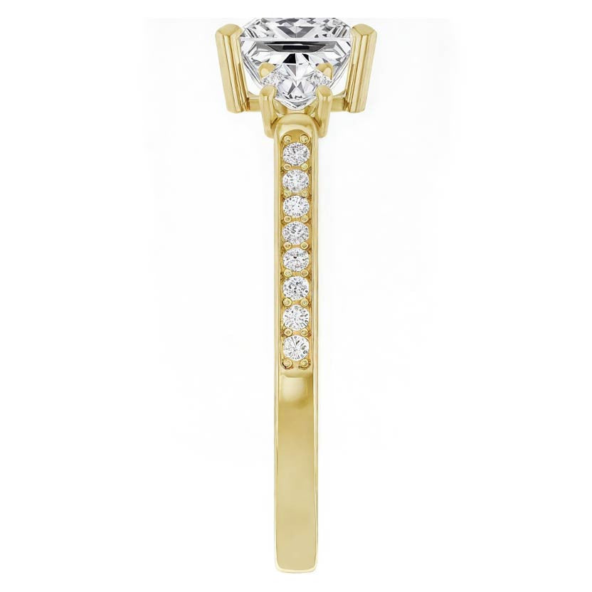 Three-Stone Moissanite Cathedral Engagement Ring