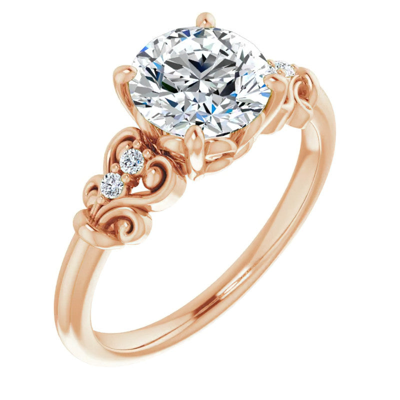Round Moissanite Scroll Engagement Ring