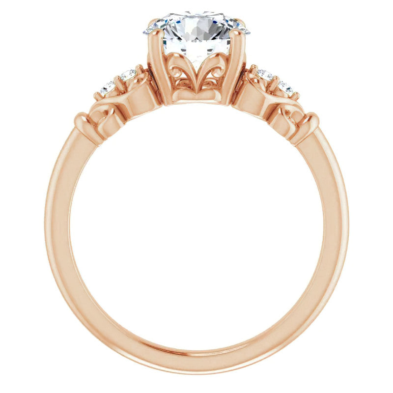 Round Moissanite Scroll Engagement Ring