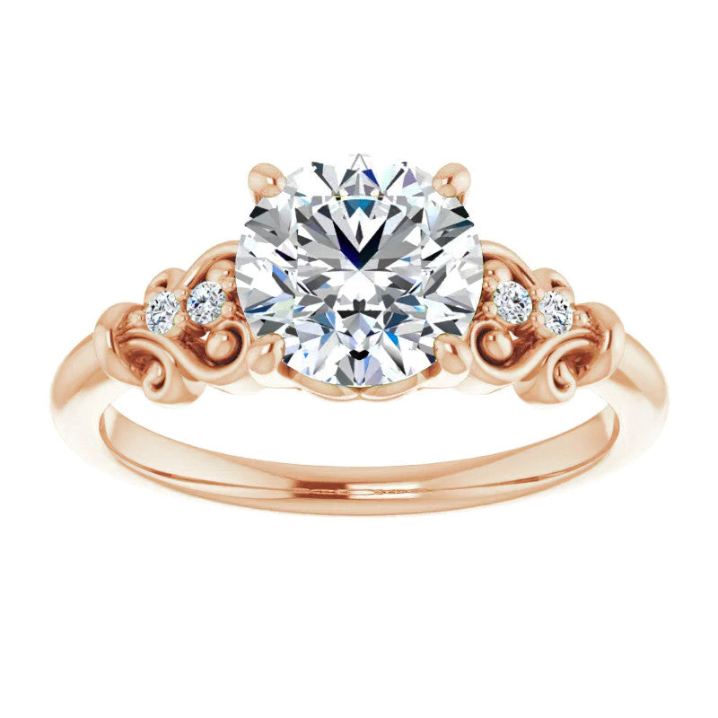 Round Moissanite Scroll Engagement Ring