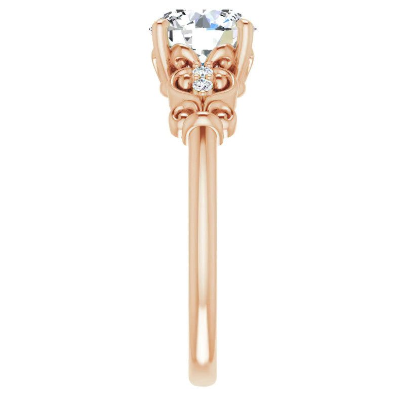 Round Moissanite Scroll Engagement Ring
