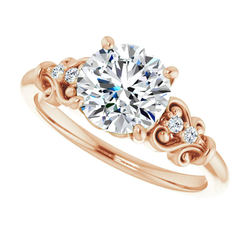 Round Moissanite Scroll Engagement Ring