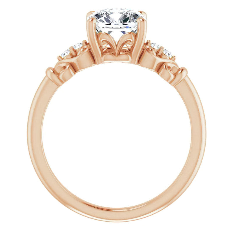 Cushion Scroll Engagement Ring