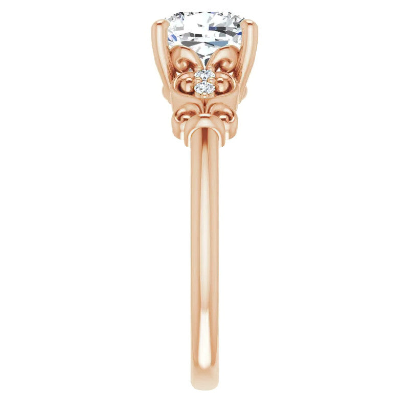 Cushion Scroll Engagement Ring