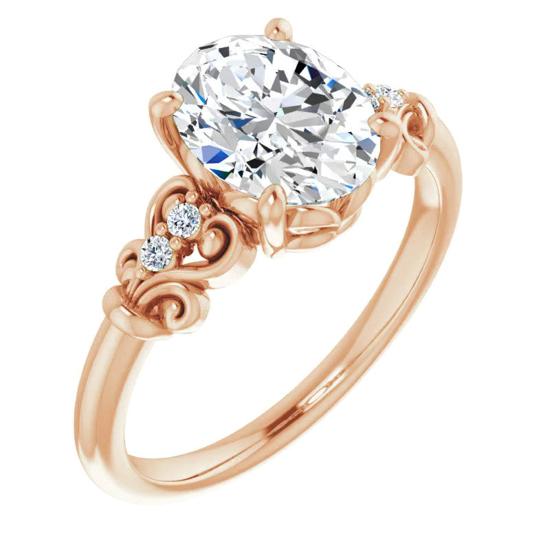 Oval Cut Scroll Engagement Ring