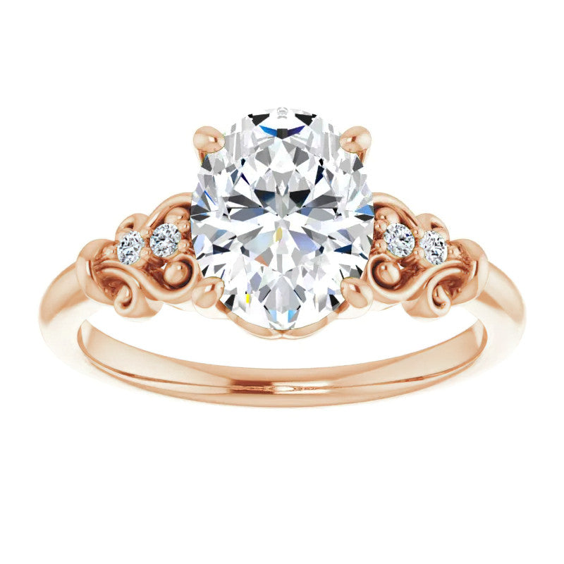 Oval Cut Scroll Engagement Ring