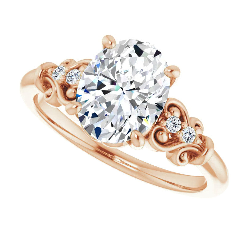 Oval Cut Scroll Engagement Ring