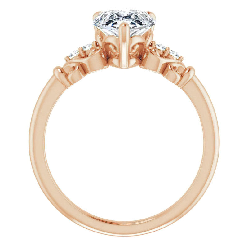 Pear Scroll Engagement Ring