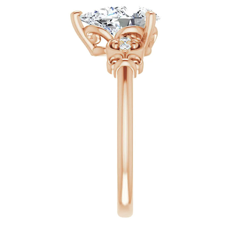 Pear Scroll Engagement Ring