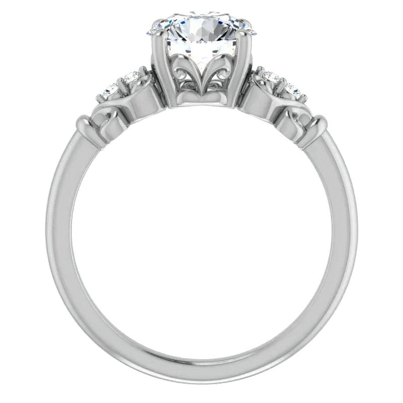 Round Moissanite Scroll Engagement Ring