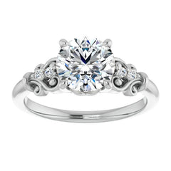 Round Moissanite Scroll Engagement Ring