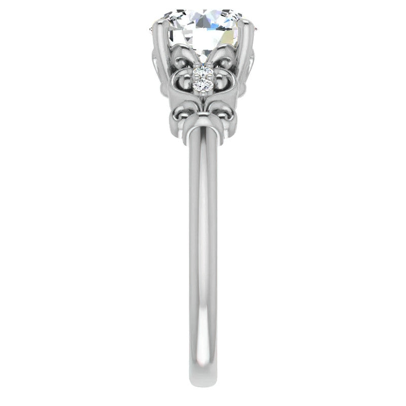 Round Moissanite Scroll Engagement Ring