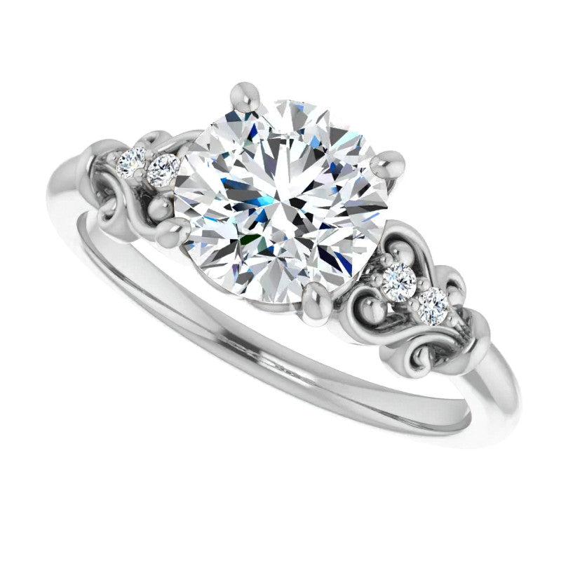 Round Moissanite Scroll Engagement Ring