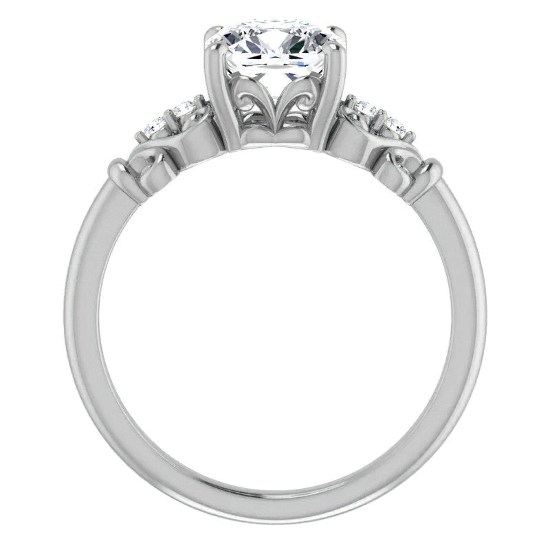 Cushion Scroll Engagement Ring