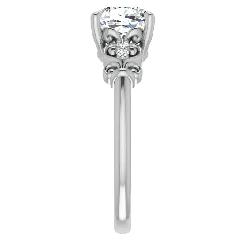 Cushion Scroll Engagement Ring