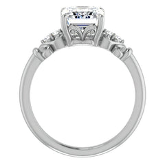 Emerald / Radiant cut Scroll Engagement Ring