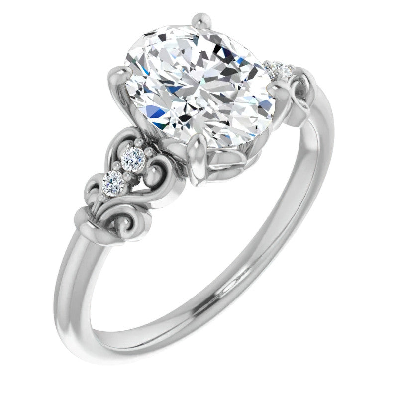 Oval Cut Scroll Engagement Ring