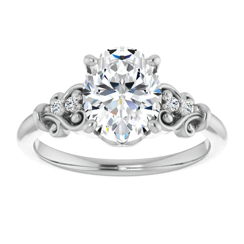 Oval Cut Scroll Engagement Ring