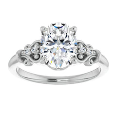 Oval Cut Scroll Engagement Ring