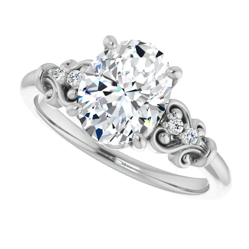 Oval Cut Scroll Engagement Ring