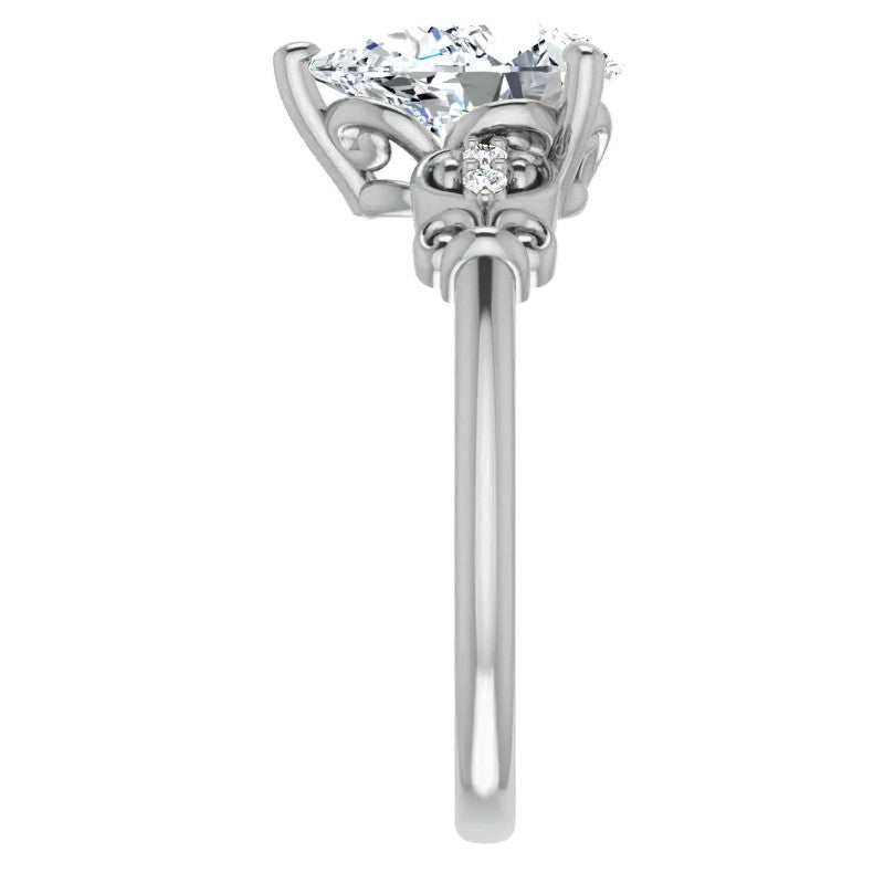 Pear Scroll Engagement Ring