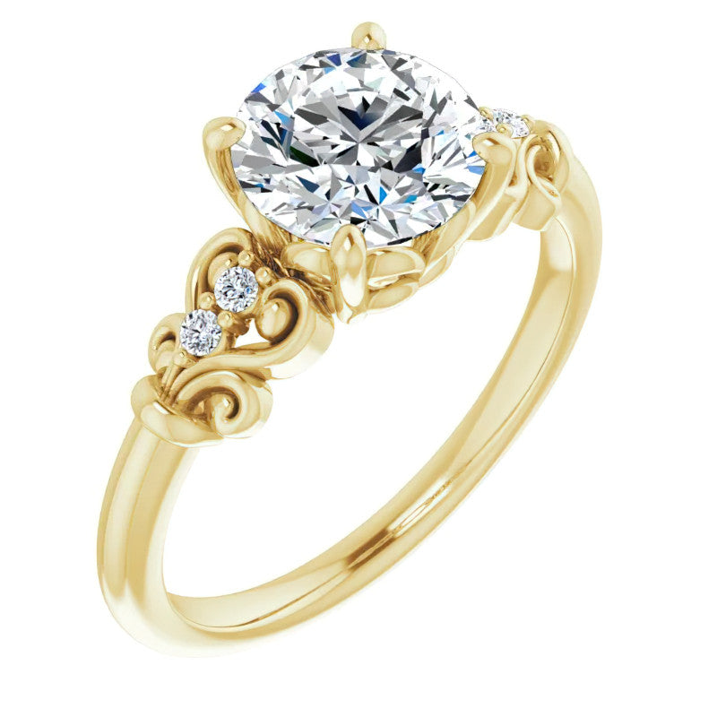 Round Moissanite Scroll Engagement Ring