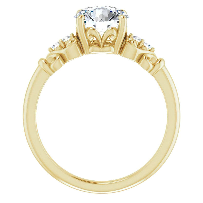 Round Moissanite Scroll Engagement Ring